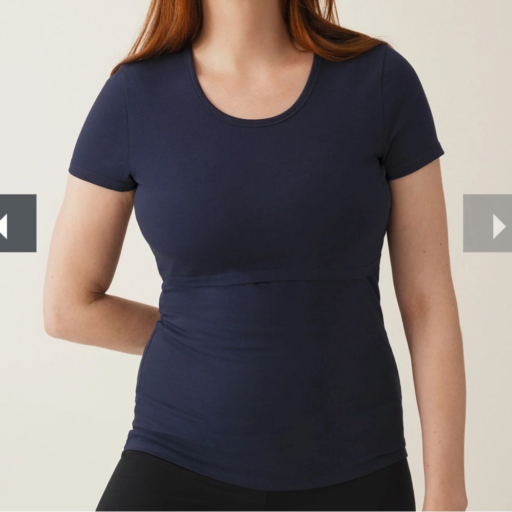 Boob design short sleeve nursing top tee navy small